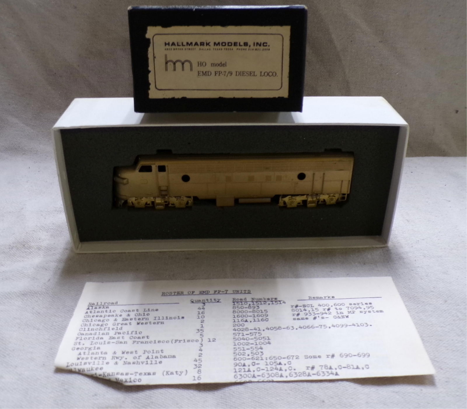 HALLMARK MODELS INC "HO" MODEL #EMD FP-7/9 DIESEL (1 of 5)
