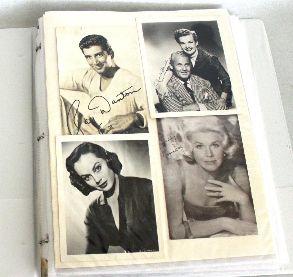 ALBUM WITH 91+ AUTOGRAPHED PHOTOS OF CELEBRITIES: TO INCLUDE CHARLES LINDBERGH, AUDREY MEADOWS, LLOYD BRIDGES, MIKE CONNORS, BARBRA EDEN, SALLY FIELD, MICKEY ROONEY, JOHN WAYNE, AND MANY MORE, A STAR STUDDED CAST