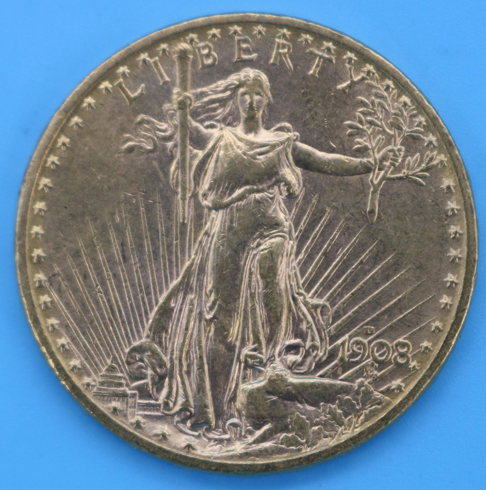 1908D U.S. $20 ST. GAUDENS GOLD COIN AU/UNC, NOT (1 of 2)