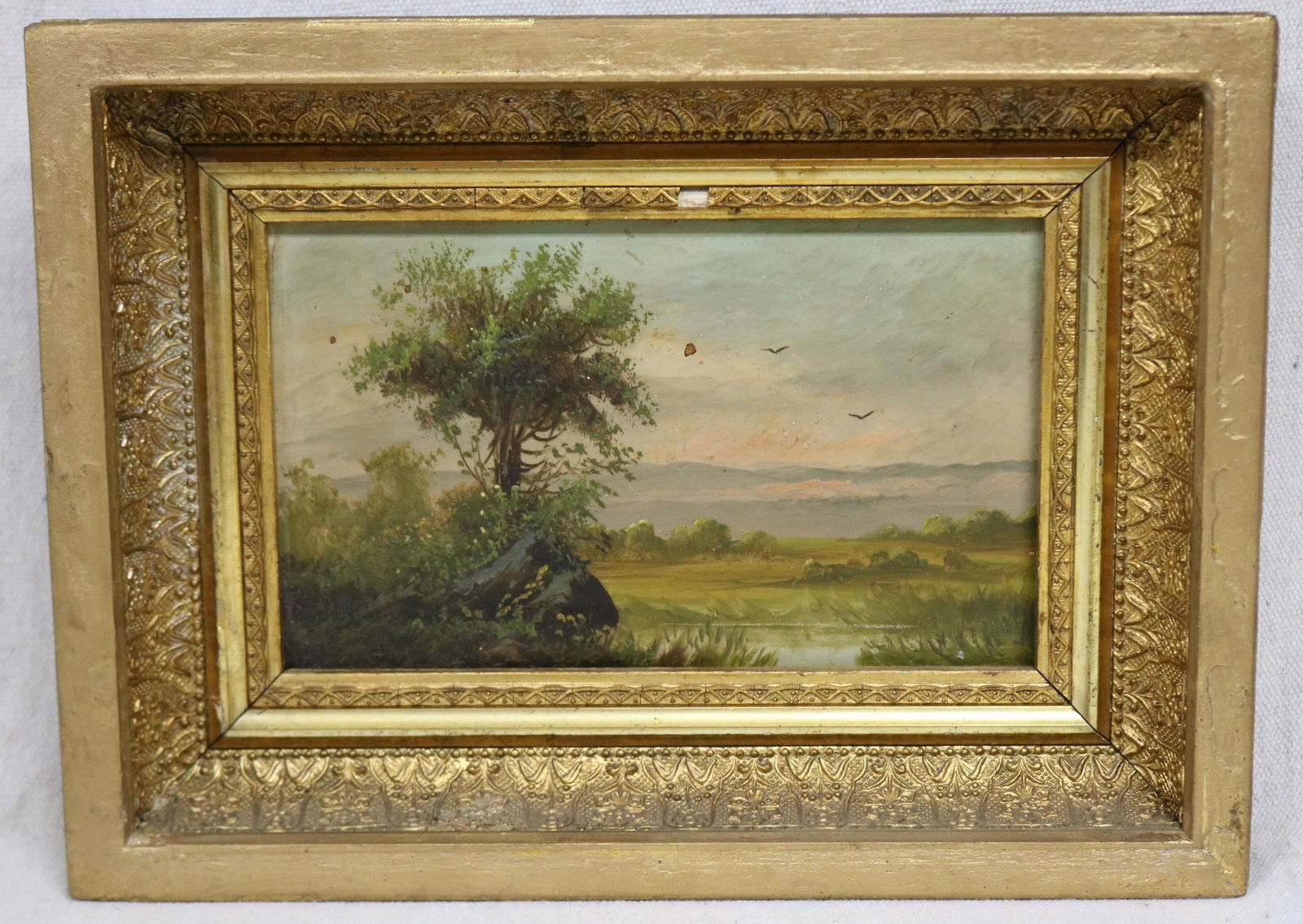 19TH C. OIL ON BOARD, LANDSCAPE, UNSIGNED, (1 of 2)