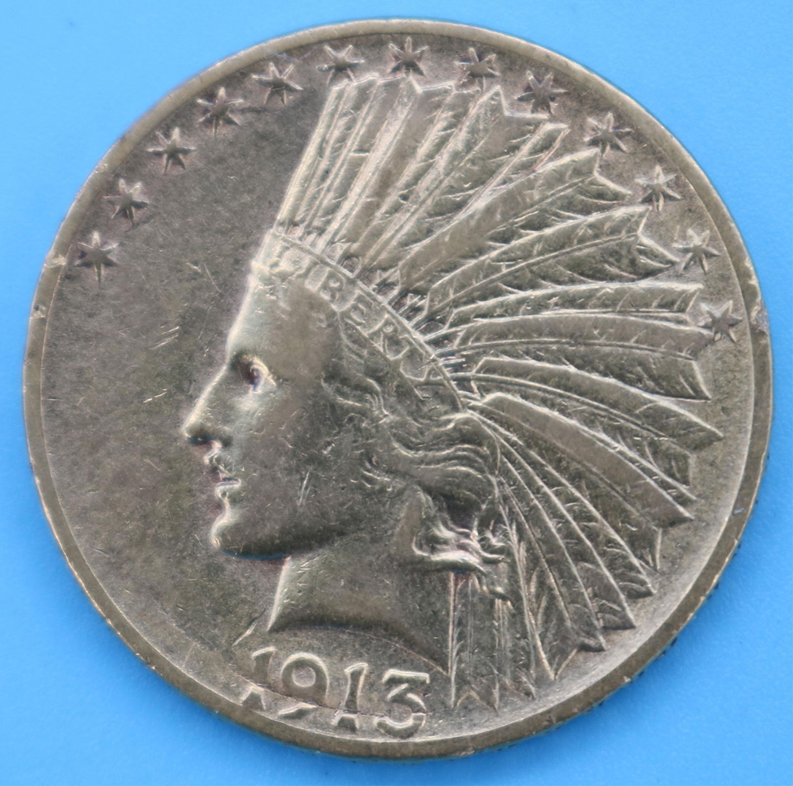 1913S $10 INDIAN HEAD GOLD COIN, XF/AU 16.7 G (1 of 2)