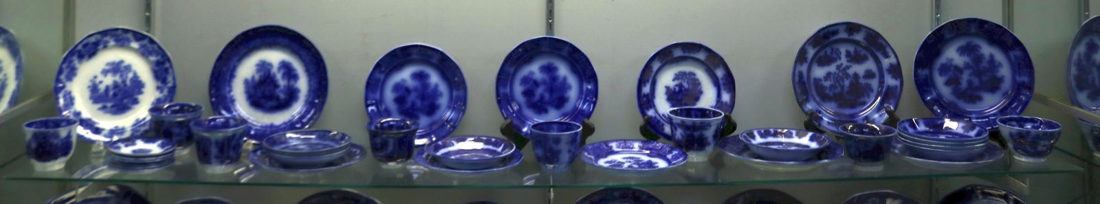 34 PCS. 19TH C. FLO BLUE; 4 1/4" - 8 1/4" DIA., 8 (1 of 4)