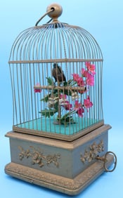 LATE 19TH C. SINGING BIRD AUTOMATON, METAL CAGE