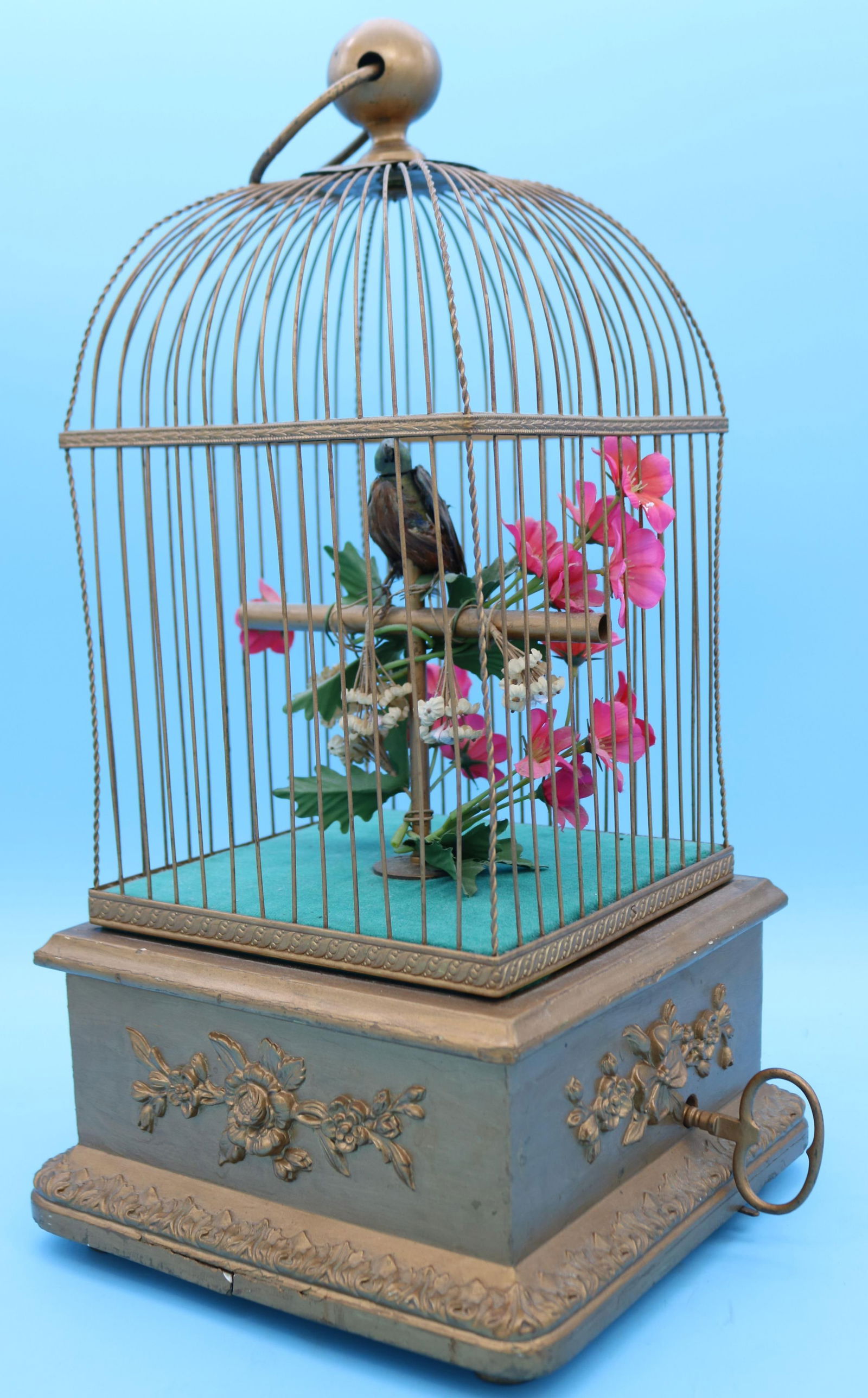 LATE 19TH C. SINGING BIRD AUTOMATON, METAL CAGE (1 of 3)