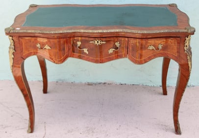 CUSTOM FRENCH STYLE WRITING DESK, BRASS ORMOLU