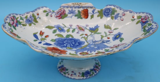 19TH C. MASONS IRONSTONE COMPOTE, POLYCHROME