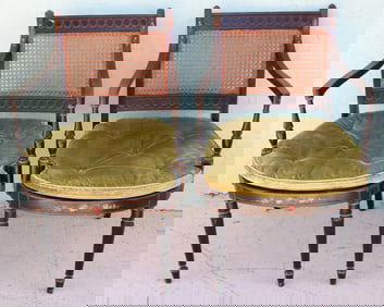 PAIR CUSTOM REGENCY STYLE ARM CHAIRS, PAINT