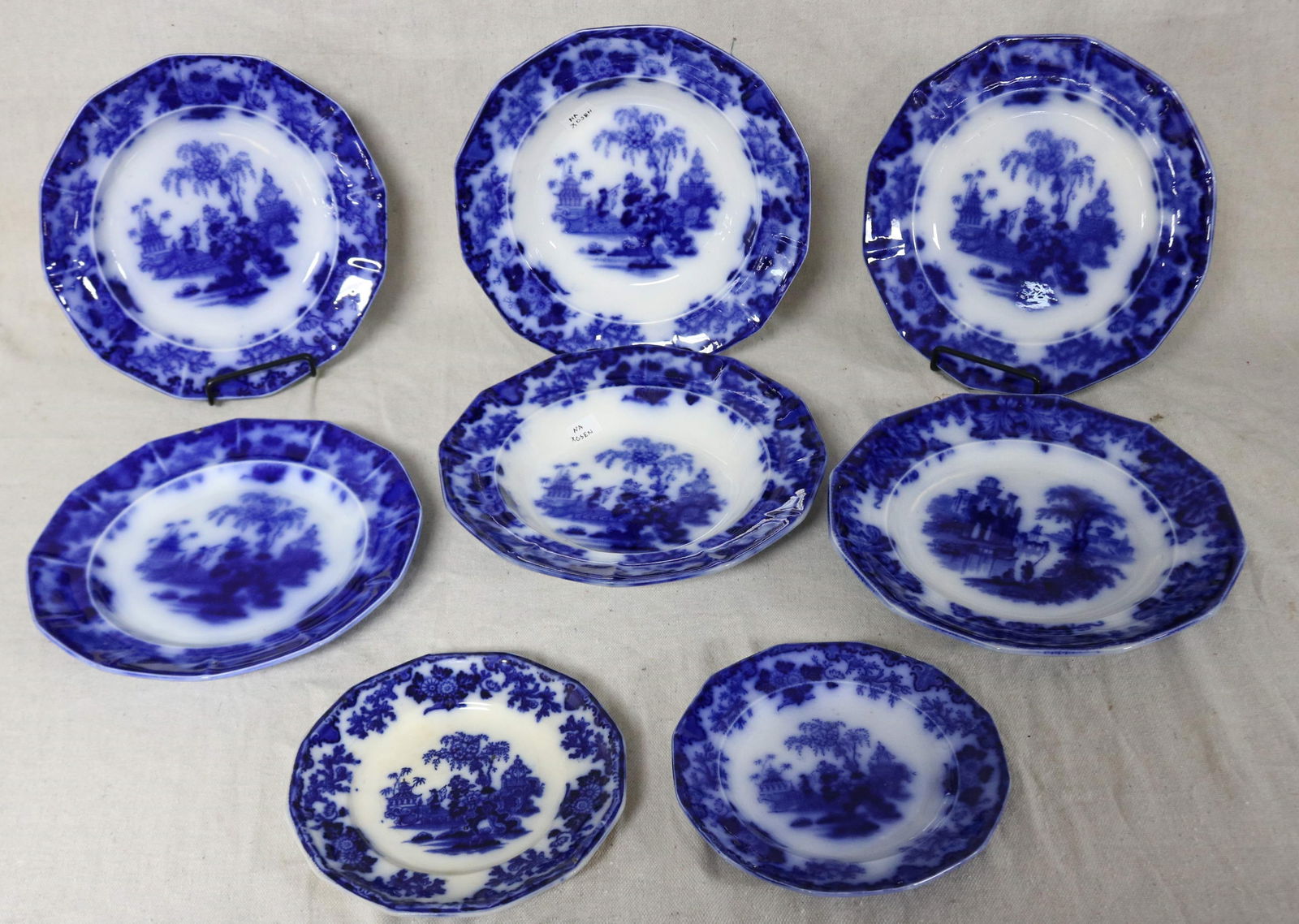 8 PIECES FLO BLUE, SCINDE PATTERN WITH (4) 10 (1 of 2)