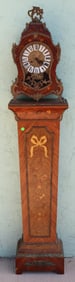 FRENCH STYLE CLOCK ON PEDESTAL, FLORAL & RIBBON