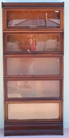 TALL OAK 5 STACK GLOBE WERNICKE BOOK CASE, METAL