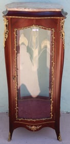 FRENCH STYLE CURIO CABINET, BRASS ORMOLU MOUNTS,