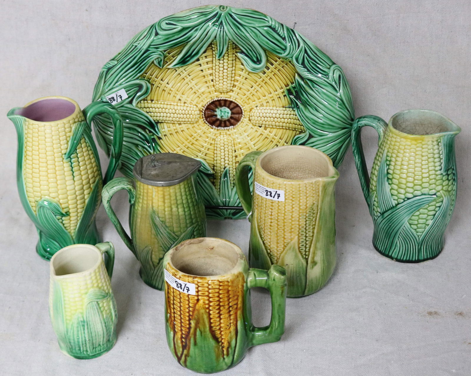 COLLECTION SEVEN 19TH C. MAJOLICA CORN DESIGN (1 of 1)