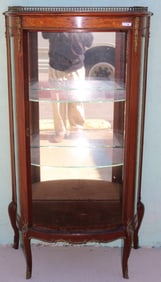 LATE 19TH C. FRENCH STYLE CURIO, SHAPED SIDES,