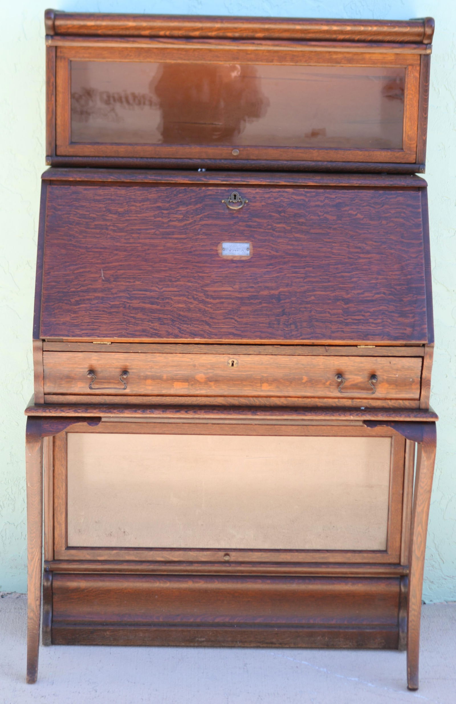 OAK BARRISTER STACKING BOOKCASE DESK, ORIGINAL (1 of 3)