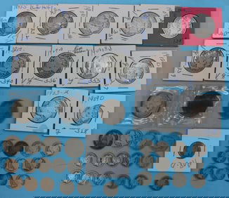 COLLECTION OF 42 BARBER HEAD SILVER COINS, 14