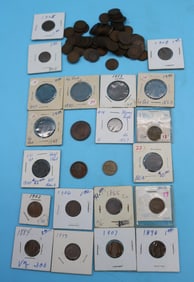 106 COPPER PENNIES, (7) LARGE CENTS, 1840, 1847,