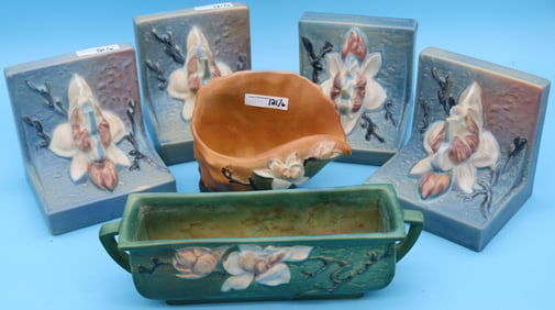 6 PCS. ROSEVILLE MAGNOLIA, 2 PAIR BOOKENDS 5 1/2"