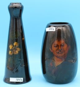 2 PCS. ROSEVILLE ROZANE, PORTRAIT VASE 8", 3"