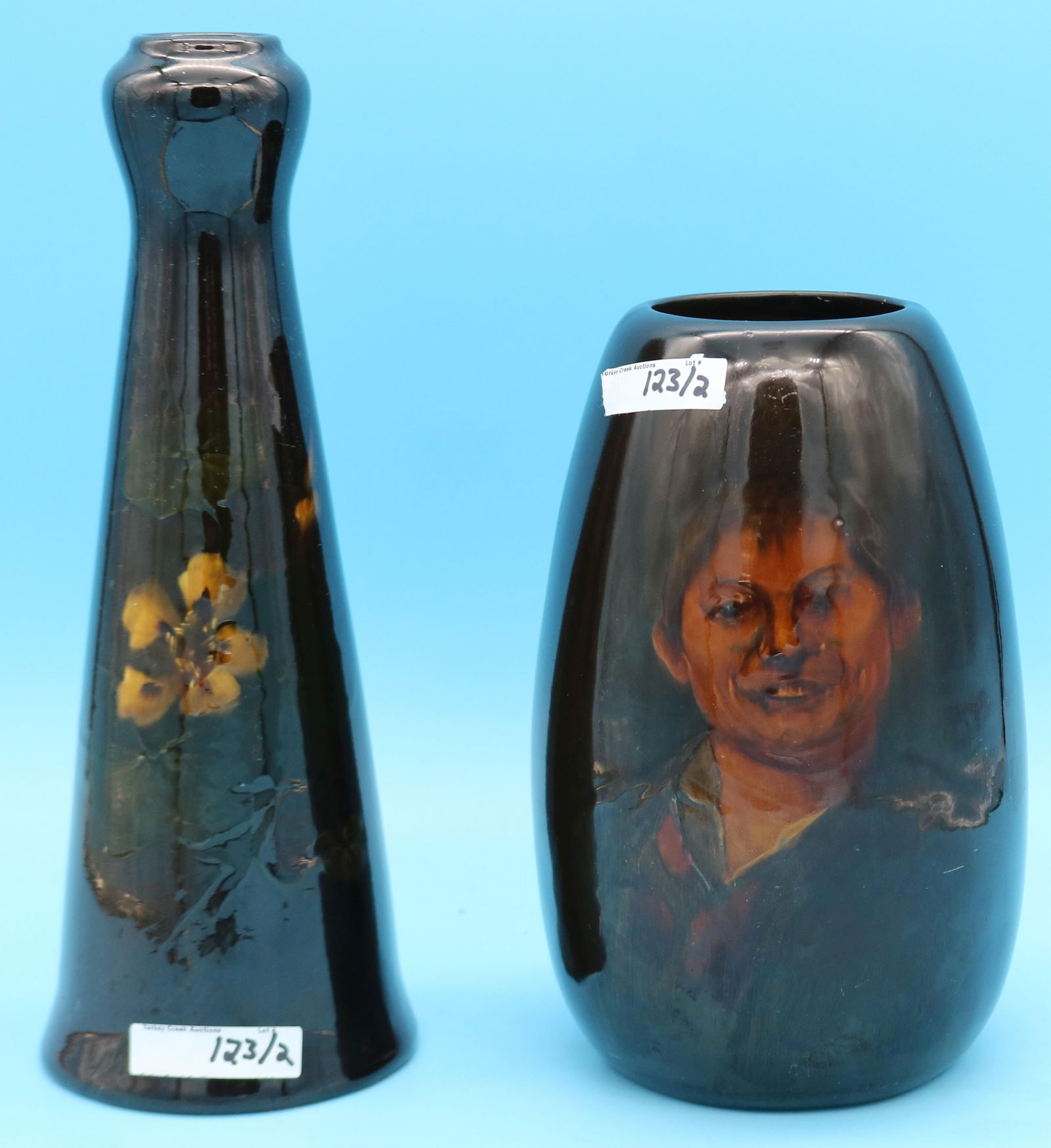 2 PCS. ROSEVILLE ROZANE, PORTRAIT VASE 8", 3" (1 of 5)