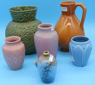 6 PCS. ROOKWOOD POTTERY, 1937 VASE #2090 4 1/2"