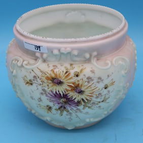 WAVE CREST JARDINIERE FLORAL DESIGN, 7" H, 8 1/4"