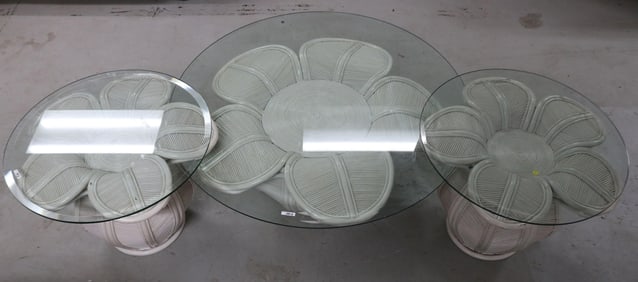 VINTAGE PENCIL REED 3 PCS. TABLE SET, ALL WITH