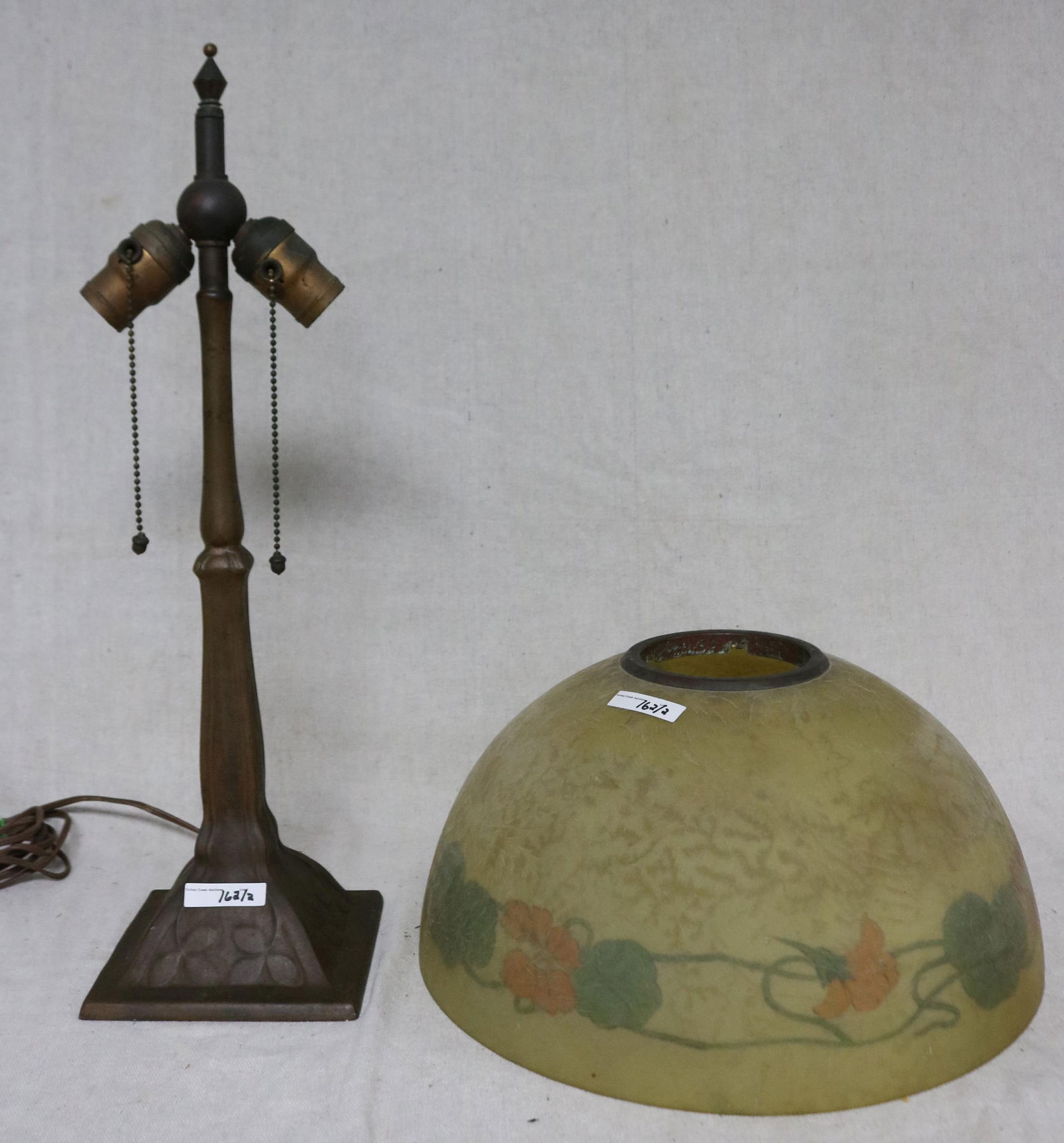 REVERSE PAINTED HANDEL LAMP, SIGNED BASE, SIGNED (1 of 6)