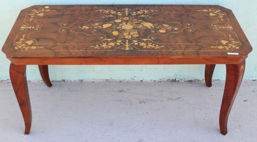 CUSTOM INLAID COFFEE TABLE, FLORAL INLAYS,