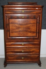 19TH C. MAHOGANY SECRETARY ABUTANT, FALL FRONT
