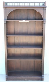 VICTORIAN WALNUT OPEN BOOKCASE, GALLERY TOP,