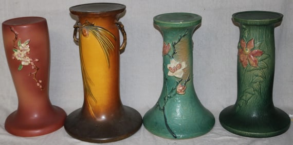 4 ROSEVILLE PEDESTALS, APPLE BLOSSOM 16 1/2" H,