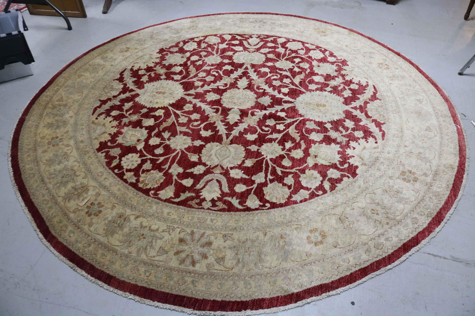 ROUND ROOM SIZE ORIENTAL RUG, GEOMETRIC DESIGN, (1 of 1)