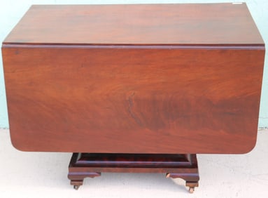 19TH C. MAHOGANY VENEERED DROP LEAF TABLE, GOOD