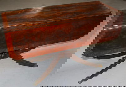 CUSTOM MAHOGANY DROP LEAF DINING TABLE, MADE BY