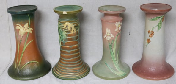 4 ROSEVILLE PEDESTALS, IRIS 16 1/2" H,