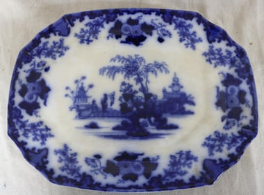FLO BLUE PLATTER, "SCINDE" PATTERN, 16" X 12