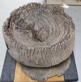 HEAVY NATURAL WOOD PLANTER, AS FOUND CONDITION,