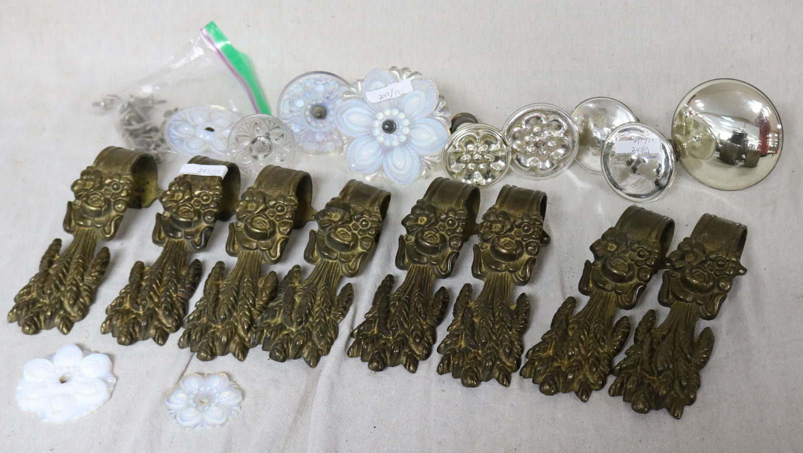 COLLECTION OF 19 CURTAIN TIE BACKS, MERCURY & (1 of 3)