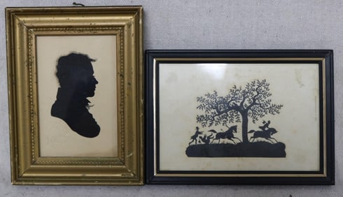 2 SILHOUETTES, PROFILE OF GENTLEMAN, EMBOSSED