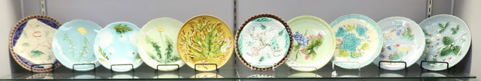 COLLECTION OF 10 MISC. MAJOLICA PLATES, 7 1/2" -