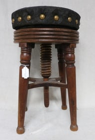 19TH C. ADJUSTABLE SWIVELING PIANO/ORGAN STOOL,