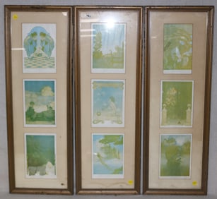 3 FRAMED MAXFIELD PARRISH PRINTS, EACH WITH 3