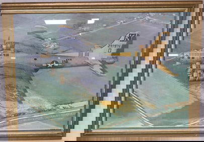 FRAMED PRINT OF A B-17 FLYING FORTRESS