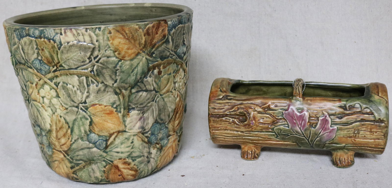 2 WELLER WOODLAND STYLE ITEMS, JARDINIERE WITH (1 of 1)