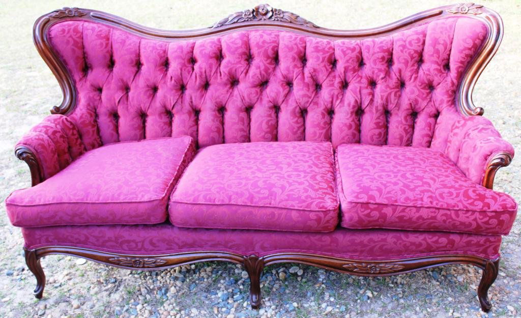 VICTORIAN STYLE WALNUT SOFA, ROSE CARVED,