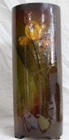 STANDARD GLAZE UMBRELLA STAND WITH FLORAL DESIGN,