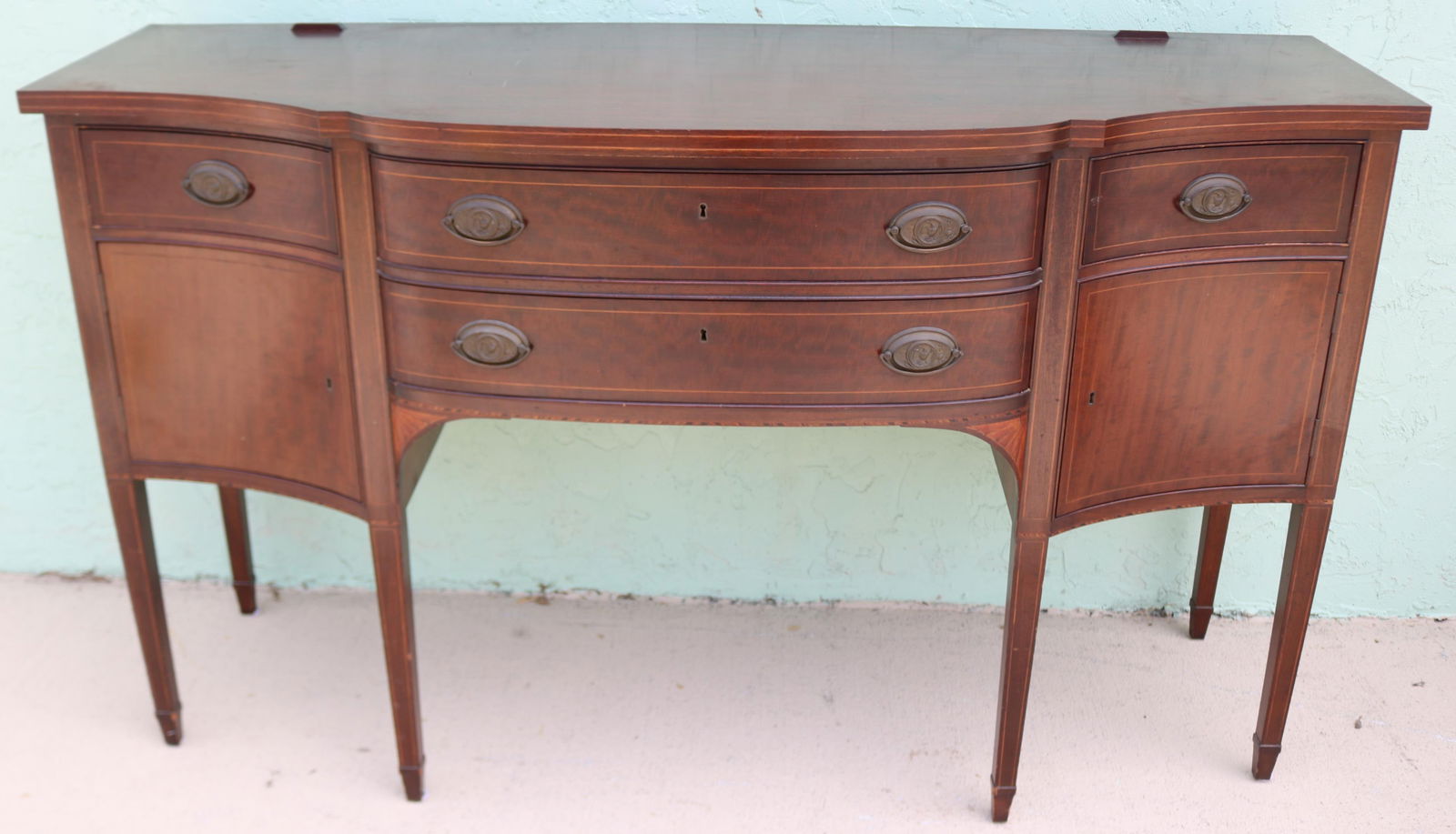 MAHOGANY HEPPLEWHITE STYLE SIDEBOARD, INLAID, (1 of 2)