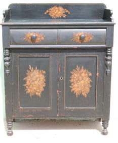 19TH C. PAINTED PINE JELLY CUPBOARD, HITCHCOCK