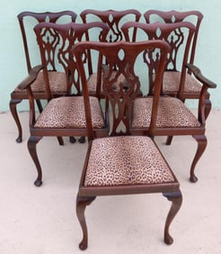 SET 6 QUEEN ANNE STYLE DINING CHAIRS, CUT OUT