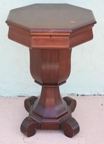 LIFT TOP SEWING STAND, MAHOGANY,  EMPIRE REVIVAL,